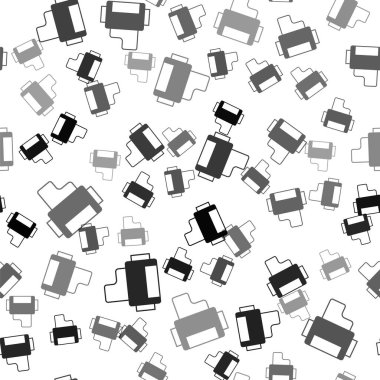 Siyah Kamera klasik film rulo kartuş ikonu beyaz arkaplanda izole edilmiş pürüzsüz desen. 35 mm 'lik film kutusu. Film şeridi fotoğrafçı ekipmanı. Vektör.