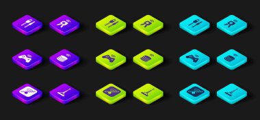 Kablosuz internet yok, anten, kablosuz oyun alanı, akıllı veri sunucusu, web kamerası ve USB kablo ikonu ayarlayın. Vektör