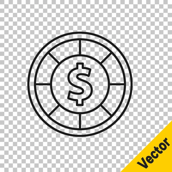 Black Line Casino Chips Pictogram Geïsoleerd Transparante Achtergrond Casino Gokken — Stockvector