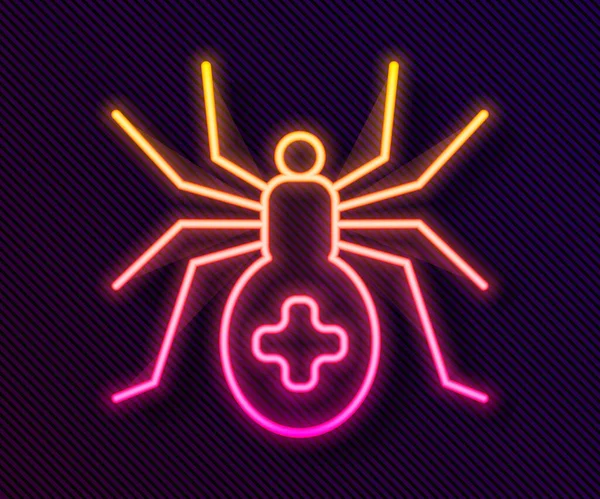 Gloeiende Neon Lijn Spider Pictogram Geïsoleerd Zwarte Achtergrond Gelukkig Halloween — Stockvector