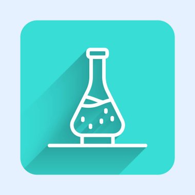 Beyaz çizgi, şarap simgesi için ayrıştırılmış uzun gölge arkaplanı. Yeşil kare düğmesi. Vektör