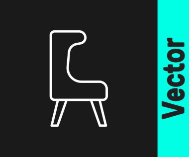 Siyah arkaplanda beyaz çizgi Kol Koltuğu simgesi izole edildi. Vektör