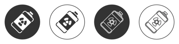 Zwarte nucleaire energie batterij pictogram geïsoleerd op witte achtergrond. Cirkelknoop. Vector — Stockvector