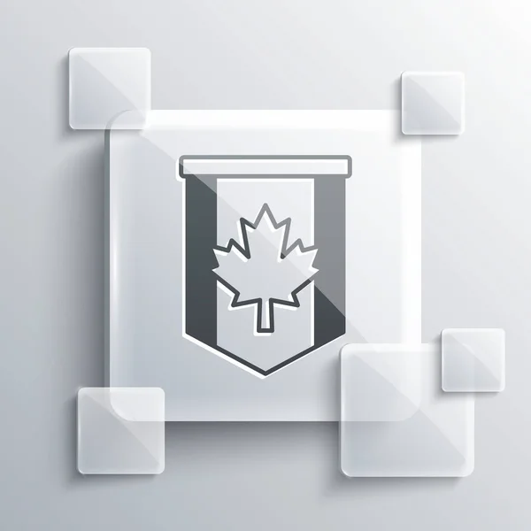 Szary Pennant flaga Kanady ikona izolowane na szarym tle. Flaga Ameryki Północnej. Szklane panele. Wektor — Wektor stockowy