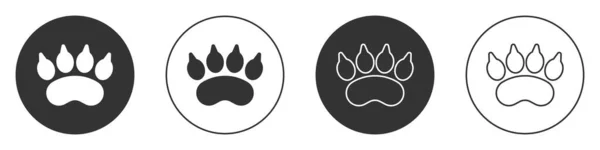 Ikona stopy černé medvědice izolovaná na bílém pozadí. Kruhové tlačítko. Vektor — Stockový vektor