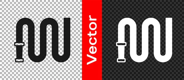 Siyah Yangın hortum makarası simgesi şeffaf arkaplanda izole edildi. Vektör