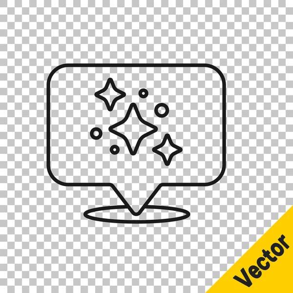 Línea negra Icono del concepto de servicio de limpieza del hogar aislado sobre fondo transparente. Edificio y casa. Vector — Vector de stock