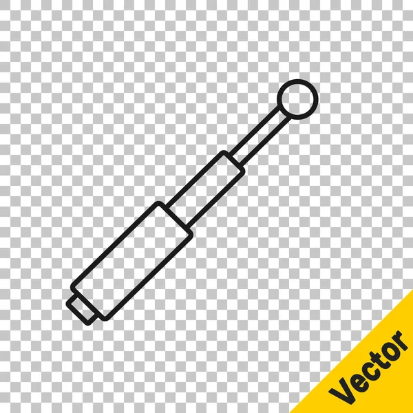 Zwarte lijn Telescopisch stokje pictogram geïsoleerd op transparante achtergrond. Vector — Stockvector