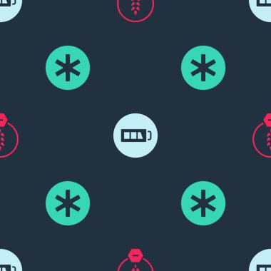 Acil durumun glütensiz tahılını, bataryasını ve tıbbi sembolünü kusursuz bir şekilde yerleştirin. Vektör