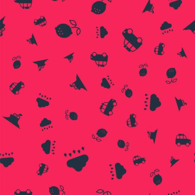 Bulut 'u yağmurla, Lemon, ağaç kütüğüyle ve arabayı kusursuz bir şekilde ayarla. Vektör