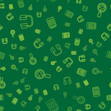 Hat kulaklıkları, arama görevlileri için büyüteç ve kusursuz dizüstü bilgisayarlar. Vektör