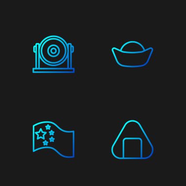 Sıra Suşi, Çin bayrağı, Gong ve Renk simgeleri. Vektör