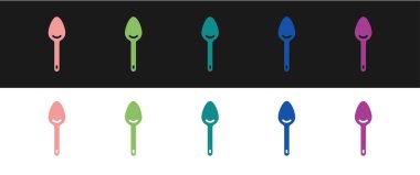 Kaşık simgesini siyah beyaz arkaplanda izole et. Mutfak aletleri. Çatal bıçak seti. Vektör