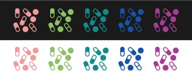 Tıbbi hap şişesi biyohack ikonunu siyah beyaz arka planda izole et. Eczane biyokorsanlığı. Vektör