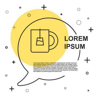 Beyaz arka planda izole edilmiş siyah çay ikonu. Rastgele dinamik şekiller. Vektör