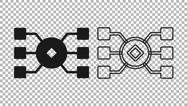 Ícone de rede neural preto isolado em fundo transparente. Inteligência artificial IA. Vetor — Vetor de Stock