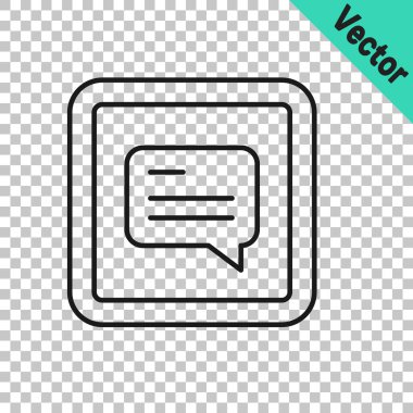 Şeffaf arkaplanda izole edilmiş altyazı simgesine sahip siyah çizgi videosu. Vektör