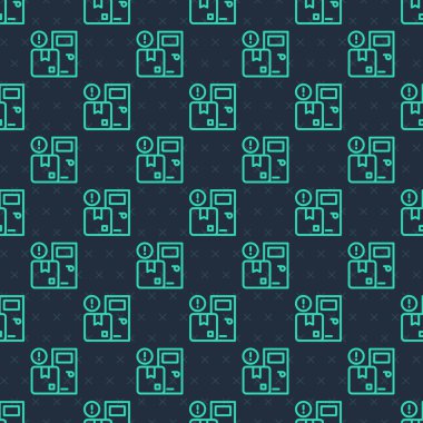 Yeşil çizgi ev servis ikonu mavi arka planda kusursuz desen izole edildi. Vektör