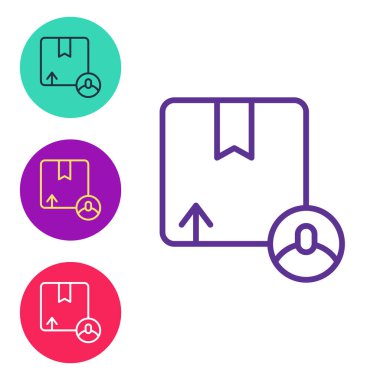 Karton kutu simgesini beyaz arkaplanda izole et. Kutu, paket, paket işareti. Teslimat ve ambalaj. Simgeleri renklendirin. Vektör