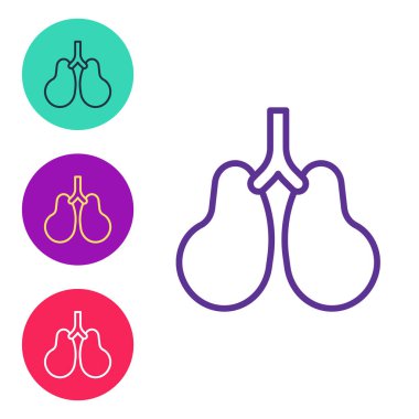 Beyaz arkaplanda Ciğerler simgesini ayır. Simgeleri renklendirin. Vektör