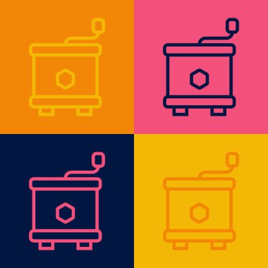 Pop sanat çizgisi Bal sökücü simgesi renk arkaplanında izole edildi. Balpeteklerinden bal çıkarmak için mekanik bir cihaz. Vektör