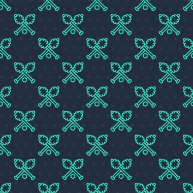 Yeşil çizgi Bal Kovanı simgesi mavi arka planda izole edilmiş pürüzsüz desen. Tatlı kepçe. Vektör