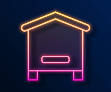 Siyah arka planda izole edilmiş arılar için parlayan neon hattı Kovan. Arı kovanı sembolü. Apiary ve arı yetiştiriciliği. Tatlı doğal yemek. Vektör