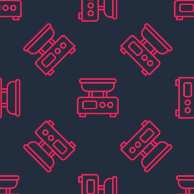 Kırmızı çizgili Elektronik Ölçek simgesi siyah arkaplanda izole edilmiş kusursuz desen. Ağırlık ölçüm aletleri. Vektör