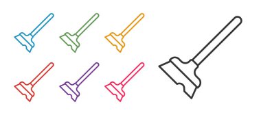 Çizgi Temizleme simgesini beyaz arkaplanda izole et. Temizlik hizmeti konsepti. Simgeleri renklendirin. Vektör