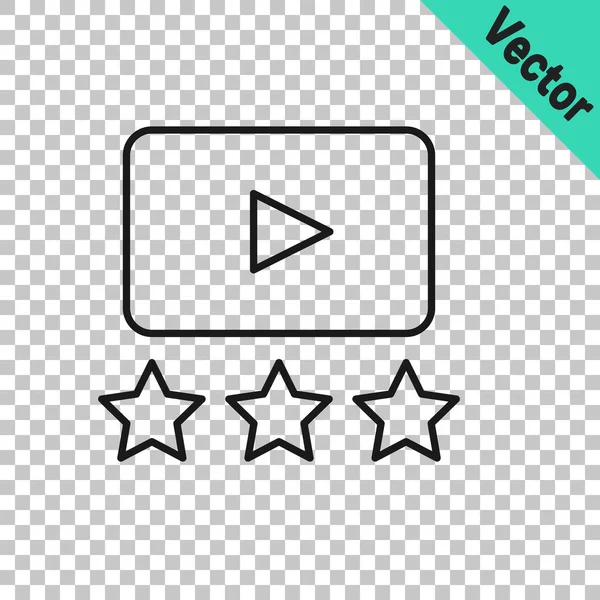 Zwarte lijn Film of film cinematografie rating of beoordeling pictogram geïsoleerd op transparante achtergrond. Vector — Stockvector
