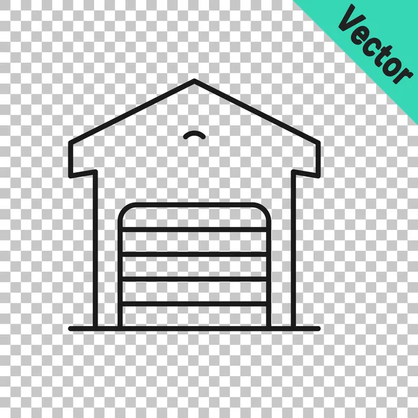 Black line Warehouse icon isolated on transparent background. Vector — Stock Vector