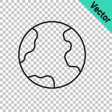 Siyah çizgi Dünya ikonu şeffaf arkaplanda izole edildi. Dünya ya da Dünya işareti. Küresel internet sembolü. Geometrik şekiller. Vektör