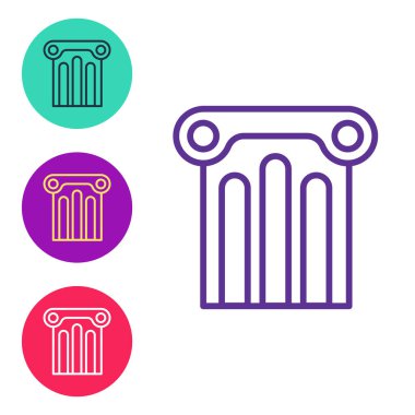 Beyaz arkaplanda Eskiler 'in satır sütun simgesini ayır. Simgeleri renklendirin. Vektör