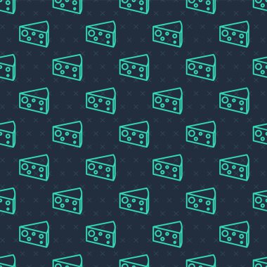 Yeşil Çizgili Peynir simgesi mavi arka planda pürüzsüz desen izole etti. Vektör