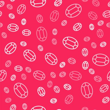 Beyaz çizgi taşı simgesi kırmızı arkaplanda izole edilmiş kusursuz desen. Mücevher sembolü. Elmas. Vektör