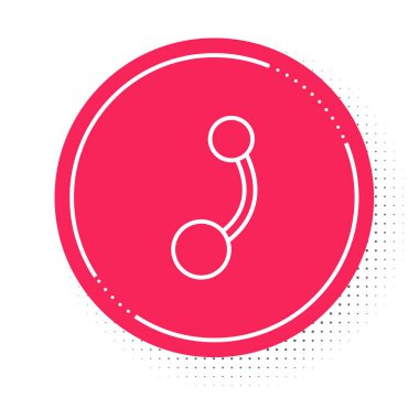 Beyaz çizgi delme simgesi beyaz arkaplanda izole edildi. Kırmızı daire düğmesi. Vektör