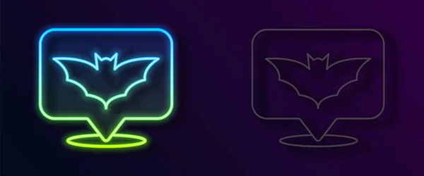 Leuchtende Neon-Linie Fliegende Fledermaus Symbol isoliert auf schwarzem Hintergrund. Frohe Halloween-Party. Vektor — Stockvektor