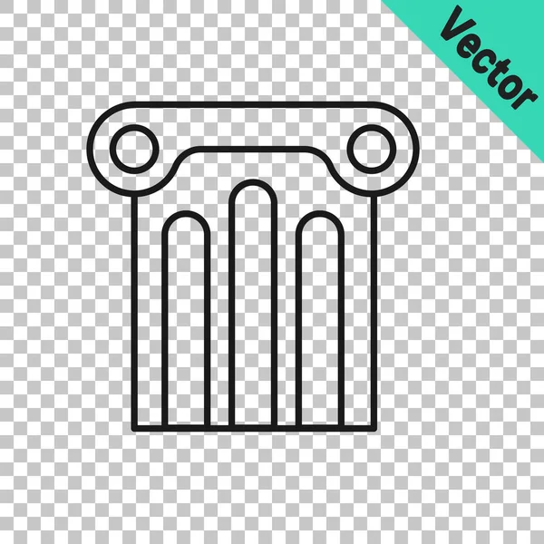 Black line Ancient column icon isolated on transparent background. Vector — Stock Vector