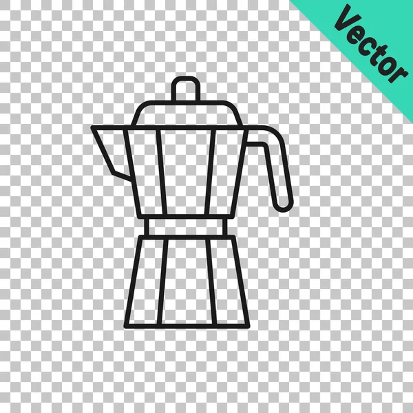 Schwarze Linie Kaffeemaschine Mokkakanne Symbol isoliert auf transparentem Hintergrund. Vektor — Stockvektor