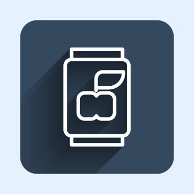 Beyaz çizgi Soda uzun gölge arkaplan izole olabilir. Mavi kare düğme. Vektör