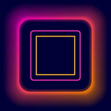 Parlayan neon çizgi dikiş şablonu simgesi siyah arkaplanda izole edildi. Dikiş için işaretler. Renkli taslak konsepti. Vektör