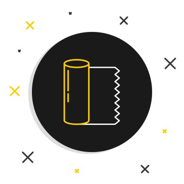 Tekstil kumaş rulo simgesi beyaz arkaplanda izole edildi. Yuvarlan, paspas, halı, halı, halı ya da kağıt rulo ikonu. Renkli taslak konsepti. Vektör