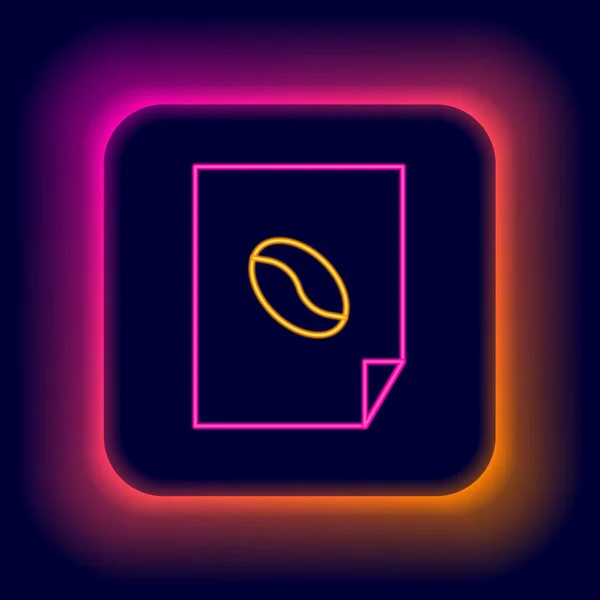 Glödande neon line Kaffe affisch ikon isolerad på svart bakgrund. Färgstarkt skisskoncept. Vektor — Stock vektor