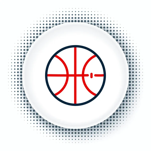 Ícone de bola de basquete de linha isolado no fundo branco. Símbolo desportivo. Conceito de esboço colorido. Vetor — Vetor de Stock