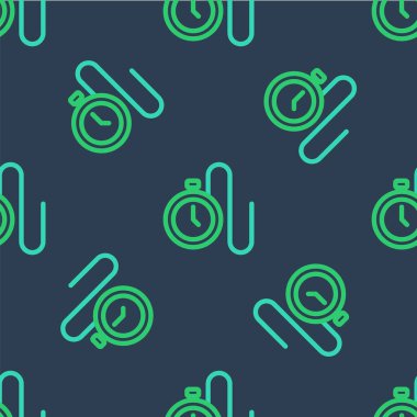 Mavi arka planda izole edilmiş ikon zincirli çizgi gözlemi. Vektör