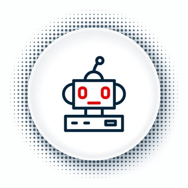Çizgi Robotu oyuncak simgesi beyaz arkaplanda izole edildi. Renkli taslak konsepti. Vektör