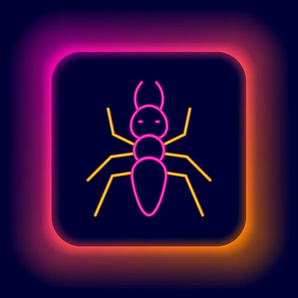 Светящаяся неоновая линия Иконка муравья выделена на черном фоне. Красочная концепция контура. Вектор — стоковый вектор