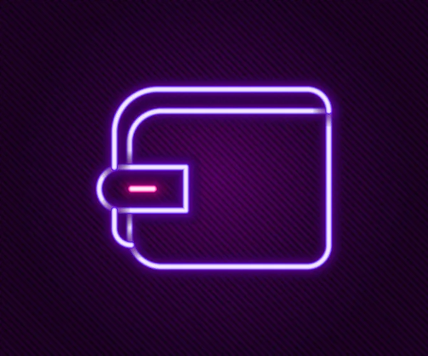 Glödande neon linje plånbok ikon isolerad på svart bakgrund. Handväska ikon. Kontantsparande symbol. Färgstarkt skisskoncept. Vektor — Stock vektor