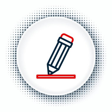 Silgi simgesine sahip satır kalem beyaz arkaplanda izole edildi. Çizim ve eğitim araçları. Okul sembolü. Renkli taslak konsepti. Vektör