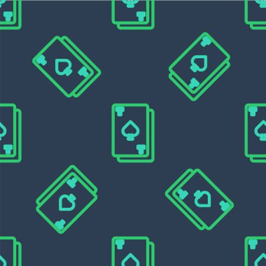 Mavi arkaplanda izole edilmiş maça sembolü simgesi içeren satır oyunu kartı. Kumarhane kumarı. Vektör